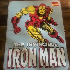 Excellent condition Rustic style Iron Man sign.